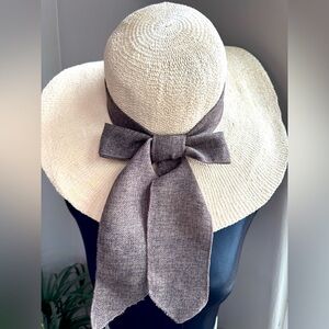 Sun N Sand Wide-Brimmed Floppy Women’s Sun Hat w/Brown Sash Bow & UPF 50+